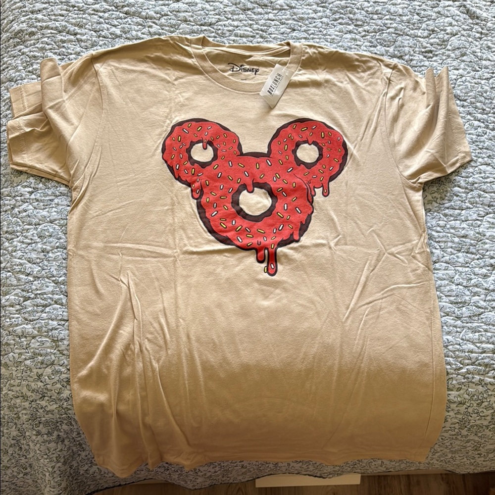 Disney Tan and Red Mickey Mouse Short Sleeve Tee